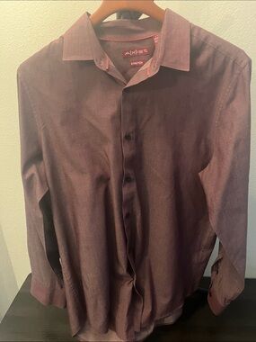 AXIST Men's Stretch Long-Sleeve Dress Shirt in Plum